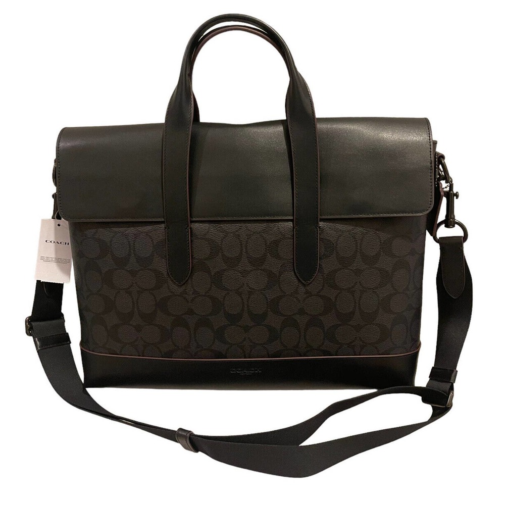 NWT Coach Hamilton Portfolio Shadow Brief In Signature Canvas 4190 MSRP $450